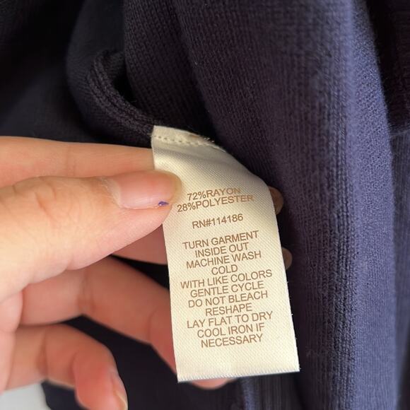 Chloe and Jasmine Pearl Cardigan Women’s Size M Navy Blue Sleeve Open Front READ - Picture 7 of 10